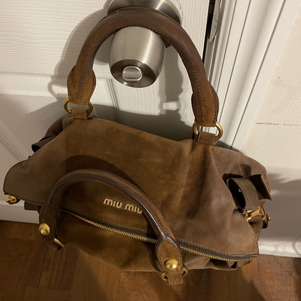 Miu miu suede brown bag! color is “sigaro”.
